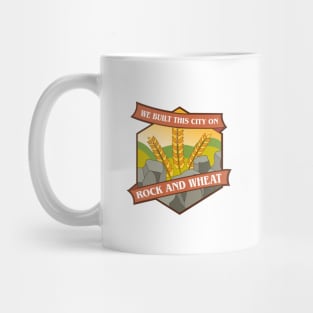 We Built This City on Rock and Wheat Funny Board Games Mug